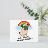 Pug geeft toe dat ze regenbogen poopen! Kaart (Staand voorkant)