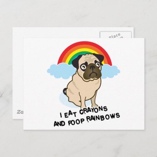 Pug geeft toe dat ze regenbogen poopen! Kaart (Voorkant / Achterkant)