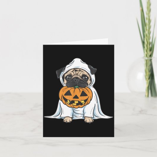 Pug Geest Hond Halloween Kaart (Voorkant)