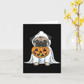 Pug Geest Hond Halloween Kaart (Gele Bloem)