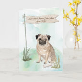 Pug Gefeliciteerd met New Dog Kaart (Gele Bloem)