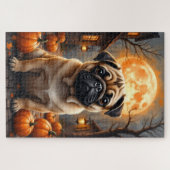 Pug Geheime Dorp Halloween Portret Kunst Legpuzzel (Horizontaal)