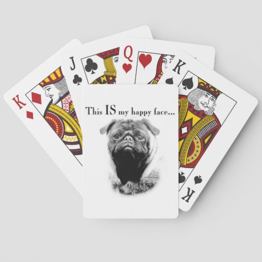 Pug Gelukkig Gezicht Pokerkaarten (Achterkant)