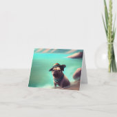 Pug geniet van strandschilderkunst kaart (Voorkant)