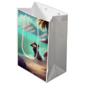 Pug geniet van strandschilderkunst medium cadeauzakje (Voorkant Gekanteld)