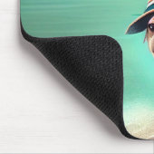 Pug geniet van strandschilderkunst muismat (Hoek)