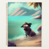 Pug geniet van strandschilderkunst planner (Voorkant)