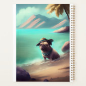 Pug geniet van strandschilderkunst planner (Achterkant)