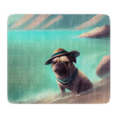 Pug geniet van strandschilderkunst snijplank