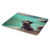 Pug geniet van strandschilderkunst snijplank (Hoek)