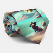 Pug geniet van strandschilderkunst stropdas (Opgerold)