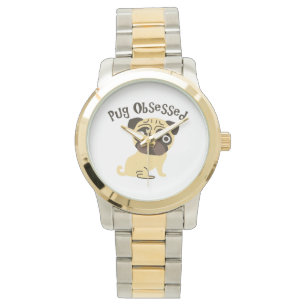 Pug geobsedeerde geschenken en T - shirts Horloge