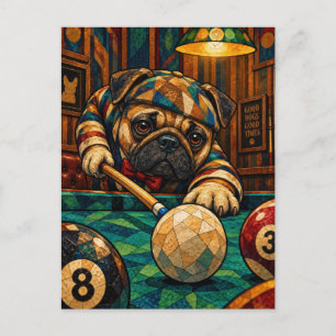 Pug, geometrisch mozaïek briefkaart