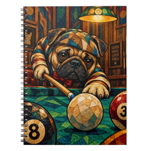 Pug, geometrisch mozaïek notitieboek (Voorkant)