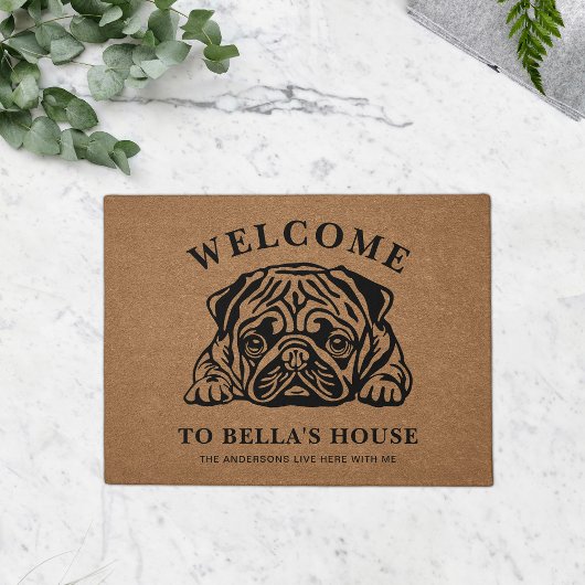 Pug gepersonaliseerd Hondenliefhebber familie Deurmat