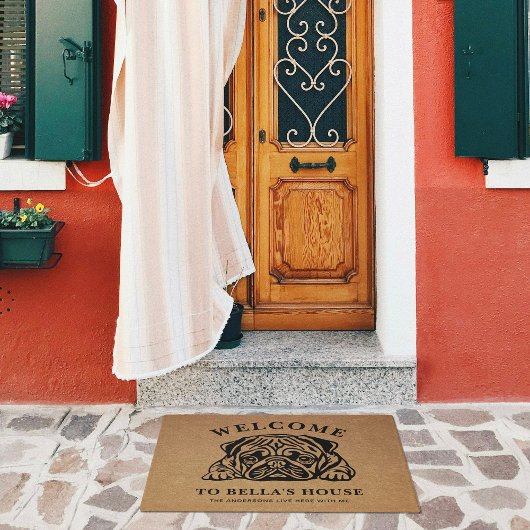 Pug gepersonaliseerd Hondenliefhebber familie Deurmat