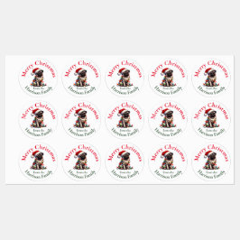Pug gepersonaliseerde retro vintage kerstwensen labels