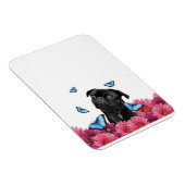 Pug Gerbera Butterflies | Cute Black Dog Magneet (Rechterzijde)