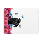 Pug Gerbera Butterflies | Cute Black Dog Magneet (Horizontaal)