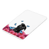 Pug Gerbera Butterflies | Cute Black Dog Magneet (Linkerzijde)