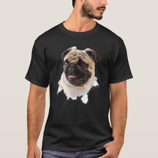 Pug Gescheurde Stof Voor Hond Hond Moeder T-shirt (Voorkant)