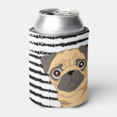 Pug gestript ontwerp blikjeskoeler (Blikje Voorkant)