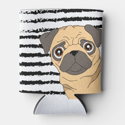 Pug gestript ontwerp blikjeskoeler (Voorkant)