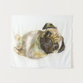 Pug Gezicht Kunstprint | Cute Pug Hond Wandkleed (Voorkant (horizontaal))
