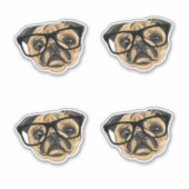 Pug Gezicht met Brillen Vinyl Stickers (Voorkant)