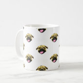 Pug Gezicht Print Wit 325 ml Klassieke Mok (Voorkant links)