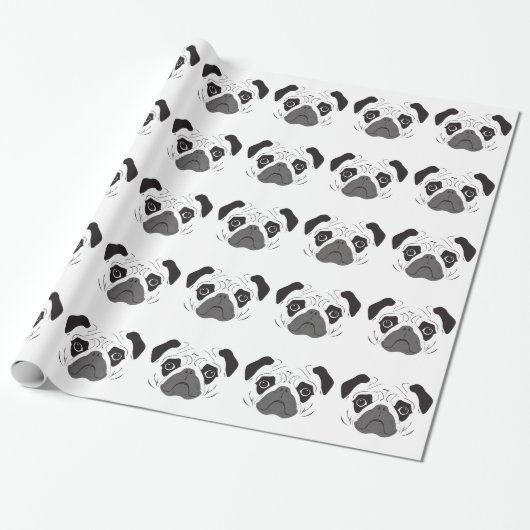 Pug Gezicht Silhouet Cadeaupapier (Uitgerold)