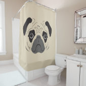 Pug Gezicht Silhouet Douchegordijn (In situ)