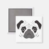 Pug Gezicht Silhouet Magneet (Voorkant / Achterkant)