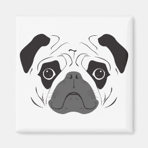Pug Gezicht Silhouet Magneet