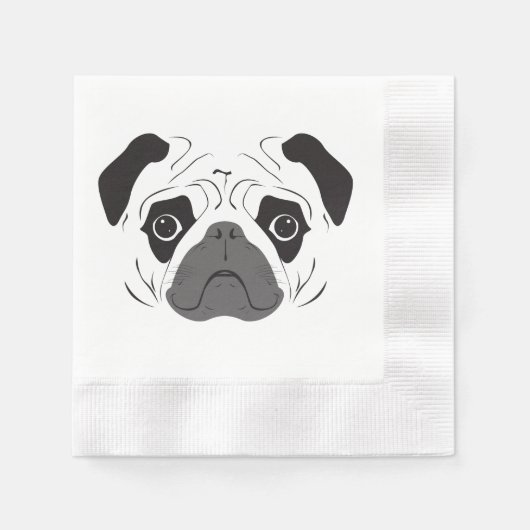 Pug Gezicht Silhouet Servet (Voorkant)