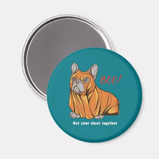 Pug Ghost Costume Hondenliefhebber Funny Halloween Magneet (Voorkant / Achterkant)