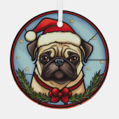 Pug Glas in lood Kerst Glas Ornament (Achterkant)