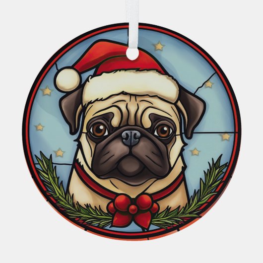 Pug Glas in lood Kerst Glas Ornament (Achterkant)