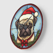 Pug Glas in lood Kerst Grote Klok (Hoek)