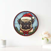 Pug Glas in lood Kerst Grote Klok (Huis)