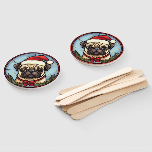 Pug Glas in lood Kerst Handwaaier (Niet-gemonteerd)