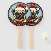 Pug Glas in lood Kerst Handwaaier (Voorkant en achterkant)
