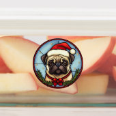 Pug Glas in lood Kerst Labels (Aangebracht)