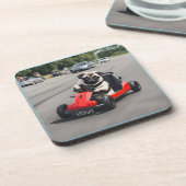 Pug go-kart racen bier onderzetter (Linkerzijde)