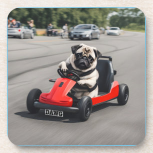Pug go-kart racen bier onderzetter