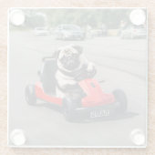 Pug go-kart racen glazen onderzetter (Achterkant)