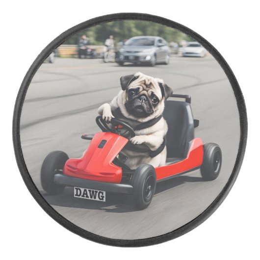 Pug go-kart racen hockey puck (Voorkant)