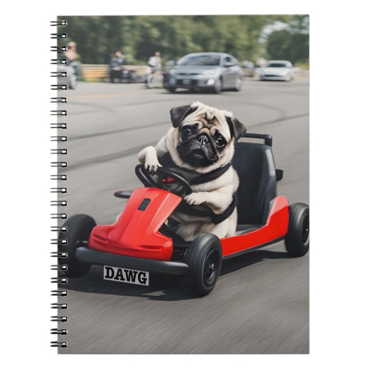 Pug go-kart racen notitieboek (Voorkant)