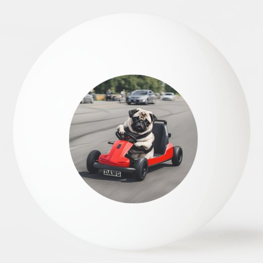 Pug go-kart racen pingpongbal (Voorkant)