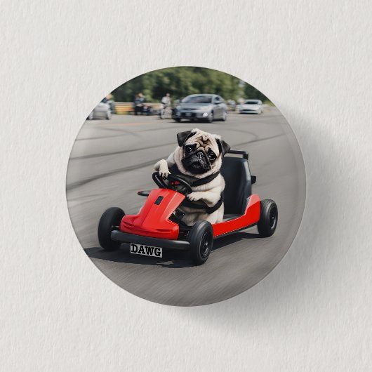 Pug go-kart racen ronde button 3,2 cm (Voorkant)